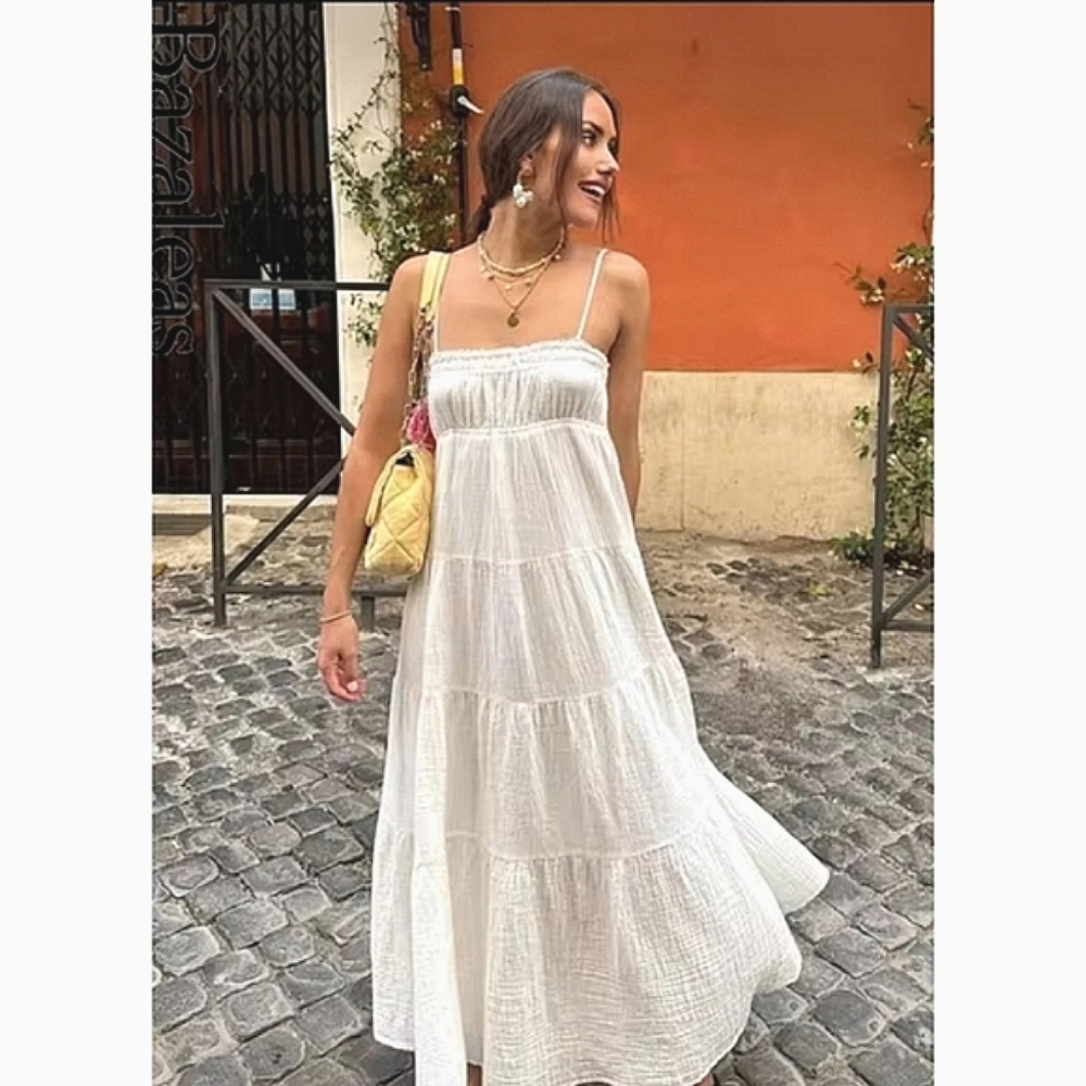 Zara Cotton Maxi Dress White NWT size XL